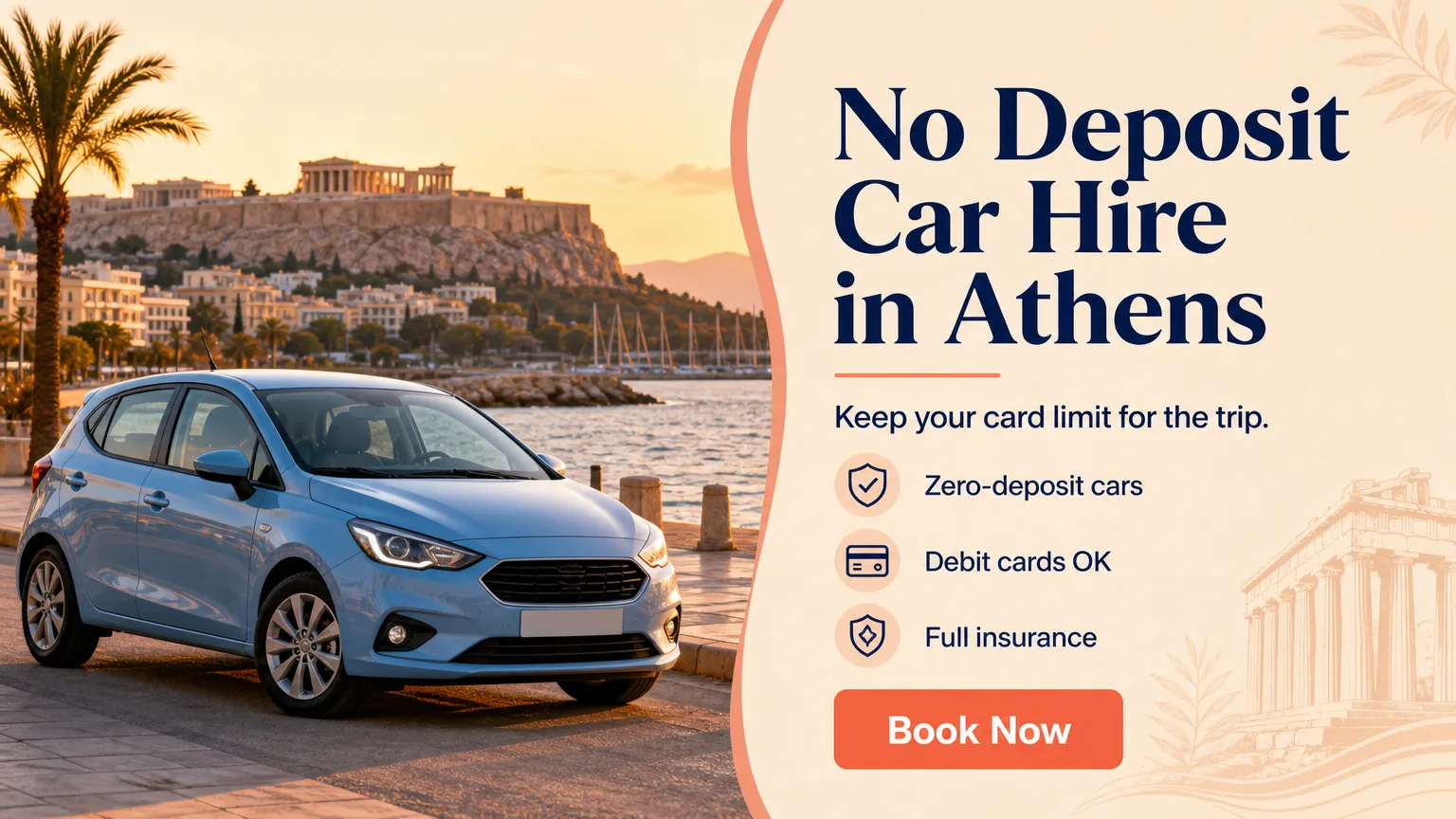 Car hire in Athens promotional poster